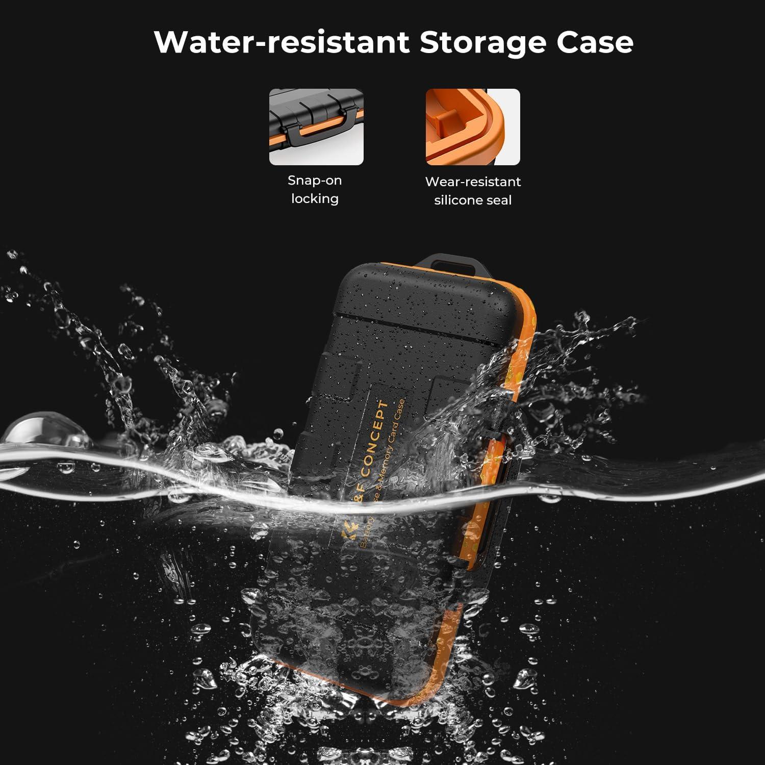 Speicherkarten- und Akkuschutzhülle wasser- und stoßfest 2 Akkus/8 AAA/AA 6 Micro-SD 4 SD 2X CF/XQD