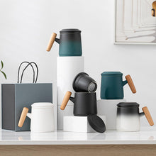 Teetasse mit Deckel und Sieb Porzellan Keramik 400ml Grün