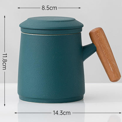Tee Tasse mit Deckel und Sieb Keramik 400ml Grüne Kaffeetasse