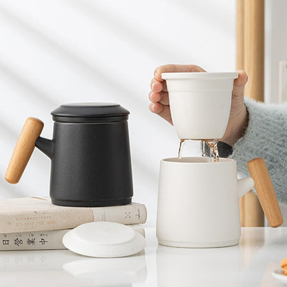 Disoza Keramik Teetasse 400ml mit Deckel und Sieb Grün