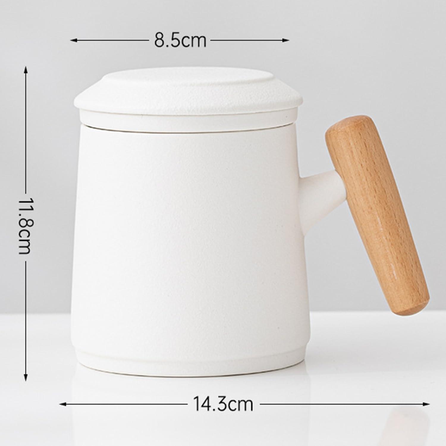 Teetasse mit Deckel Porzellan Kaffeebecher Sieb 400ml Gemustert