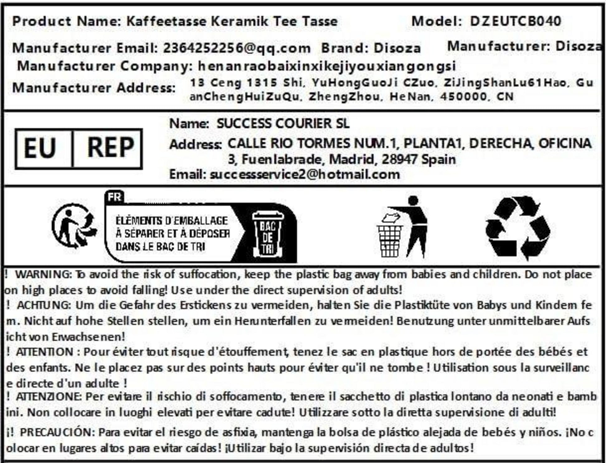 Weiß Porzellan Teetasse mit Deckel und Sieb 400ml Tee Kaffee Becher Henkel