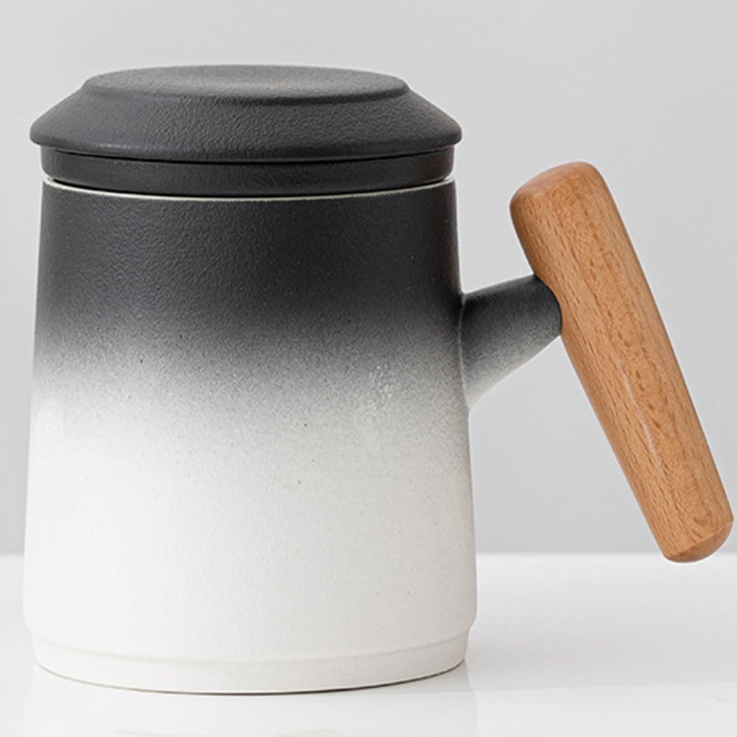 Disoza Porzellan Teetasse mit Deckel und Sieb 400ml - Geschenk Tee