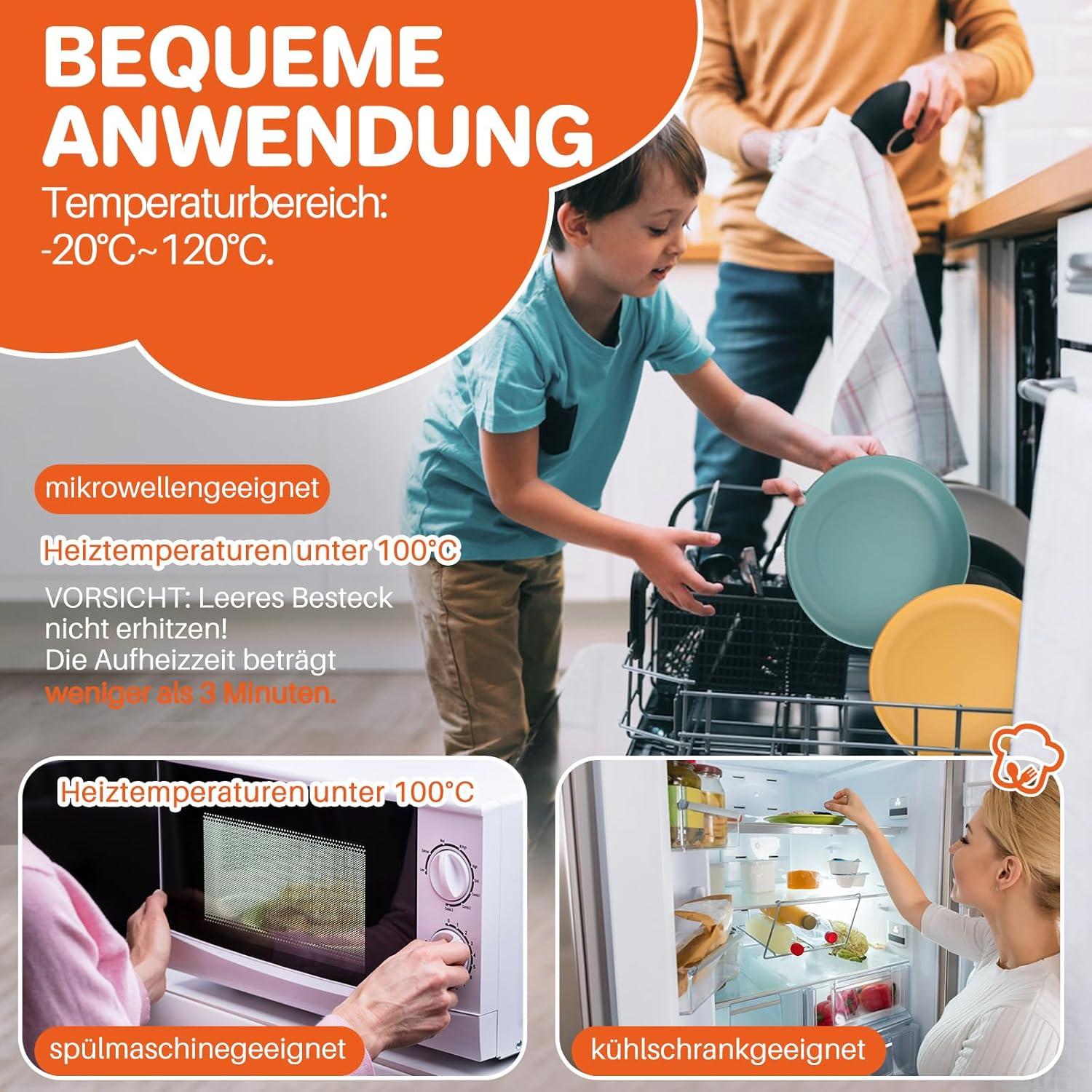6er Set Leichte Camping Speiseteller aus Kunststoff, BPA-Frei
