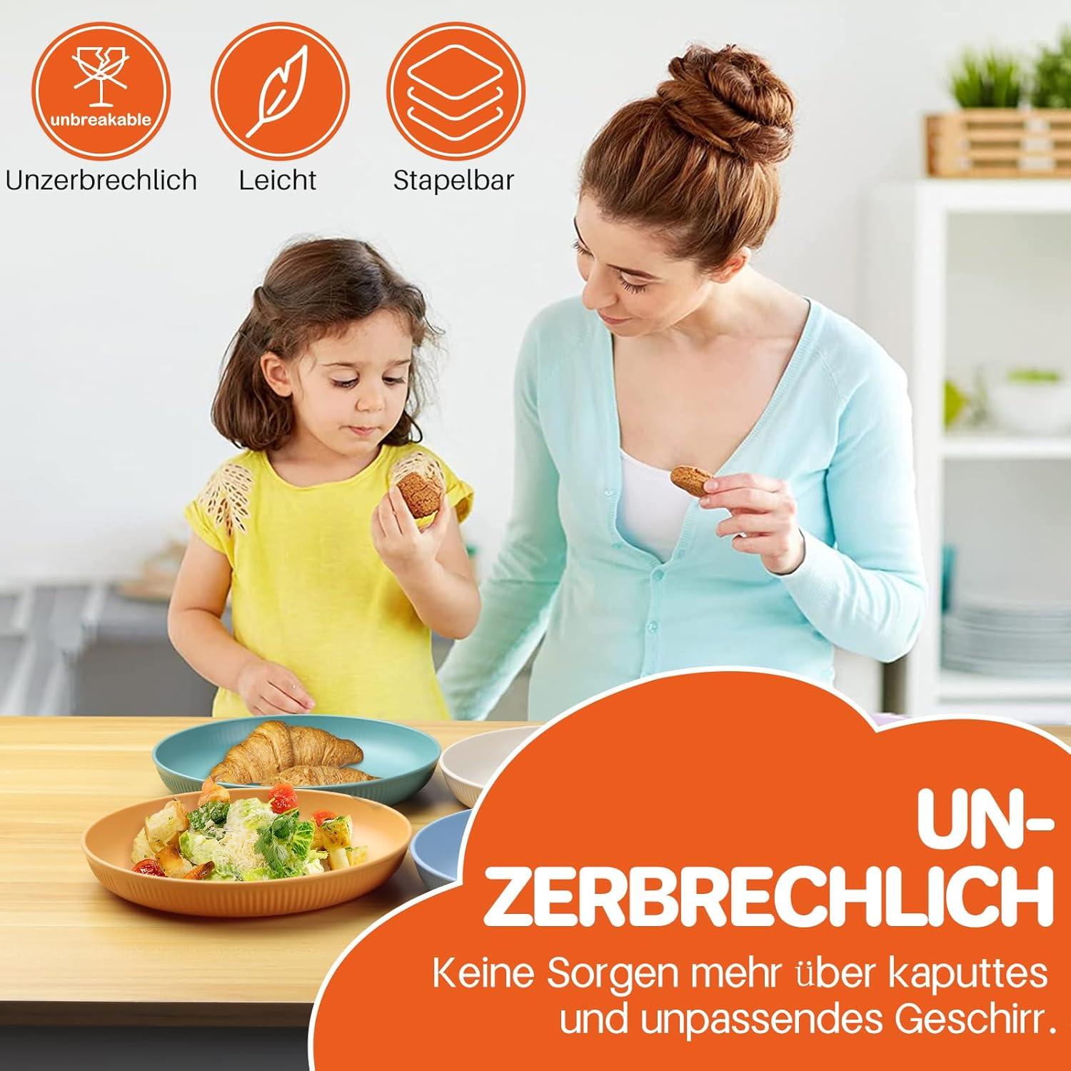 6er Set 23CM Kunststoff Speiseteller, Leicht, Unzerbrechlich, Mikrowellengeeignet, Spülmaschinenfest, Picknick & Camping Teller