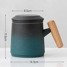 Porzellan Teetasse mit Deckel und Sieb Keramik 400ml Schwarz