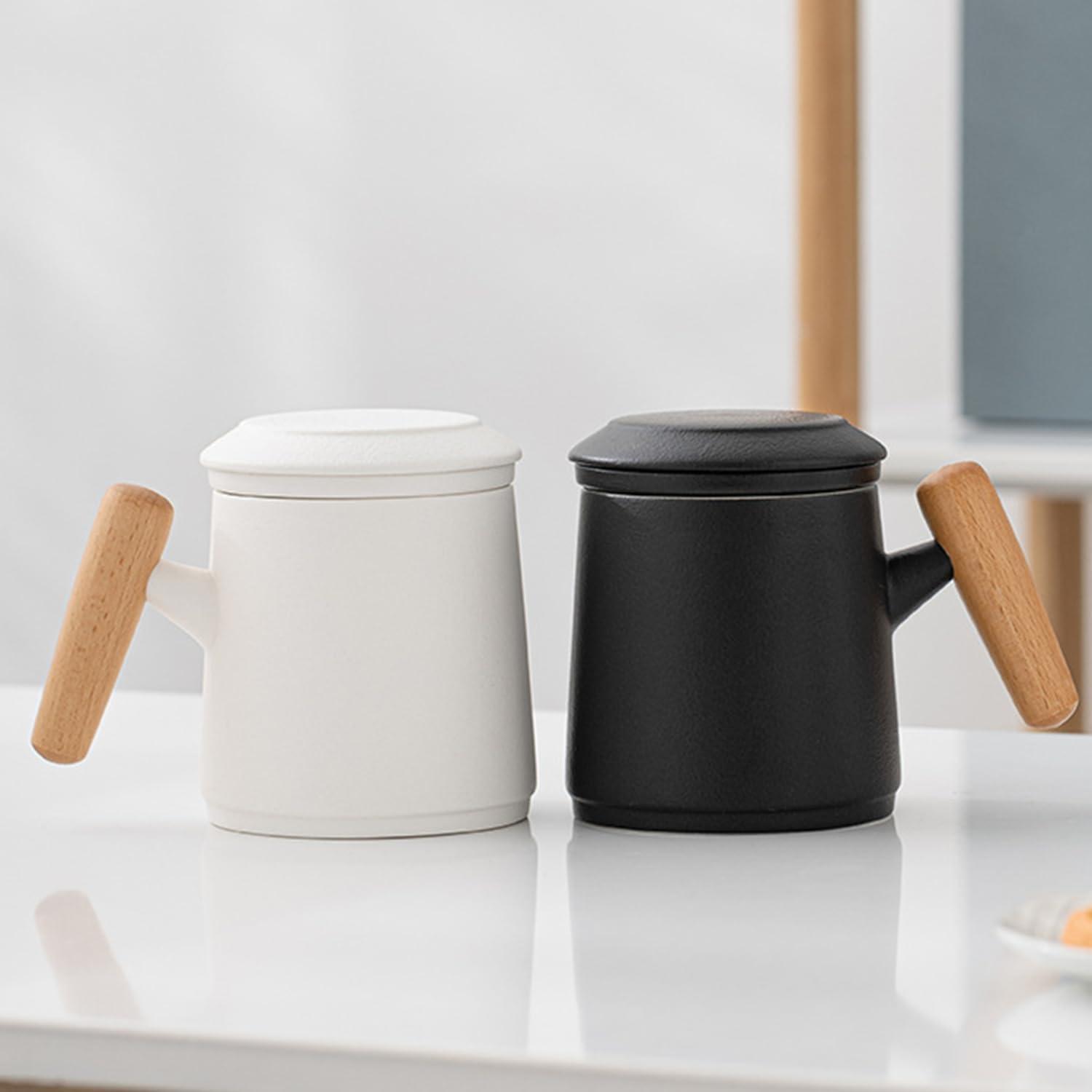 Teetasse mit Deckel und Sieb 400ml Keramik Schwarz Grün ???? Teetasse mit Deckel