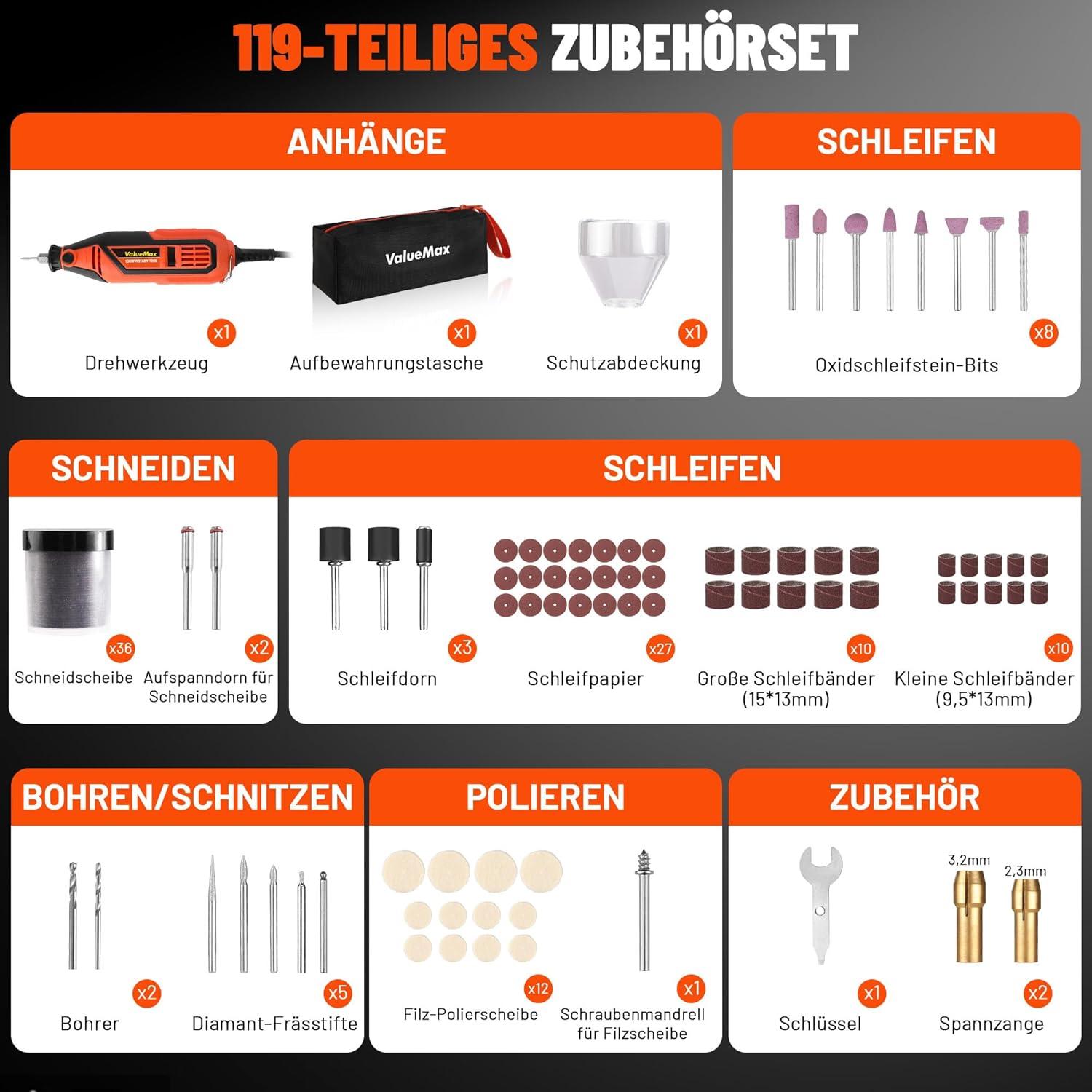 Multifunktionswerkzeug 130W mit 120 Zubehör, Mini