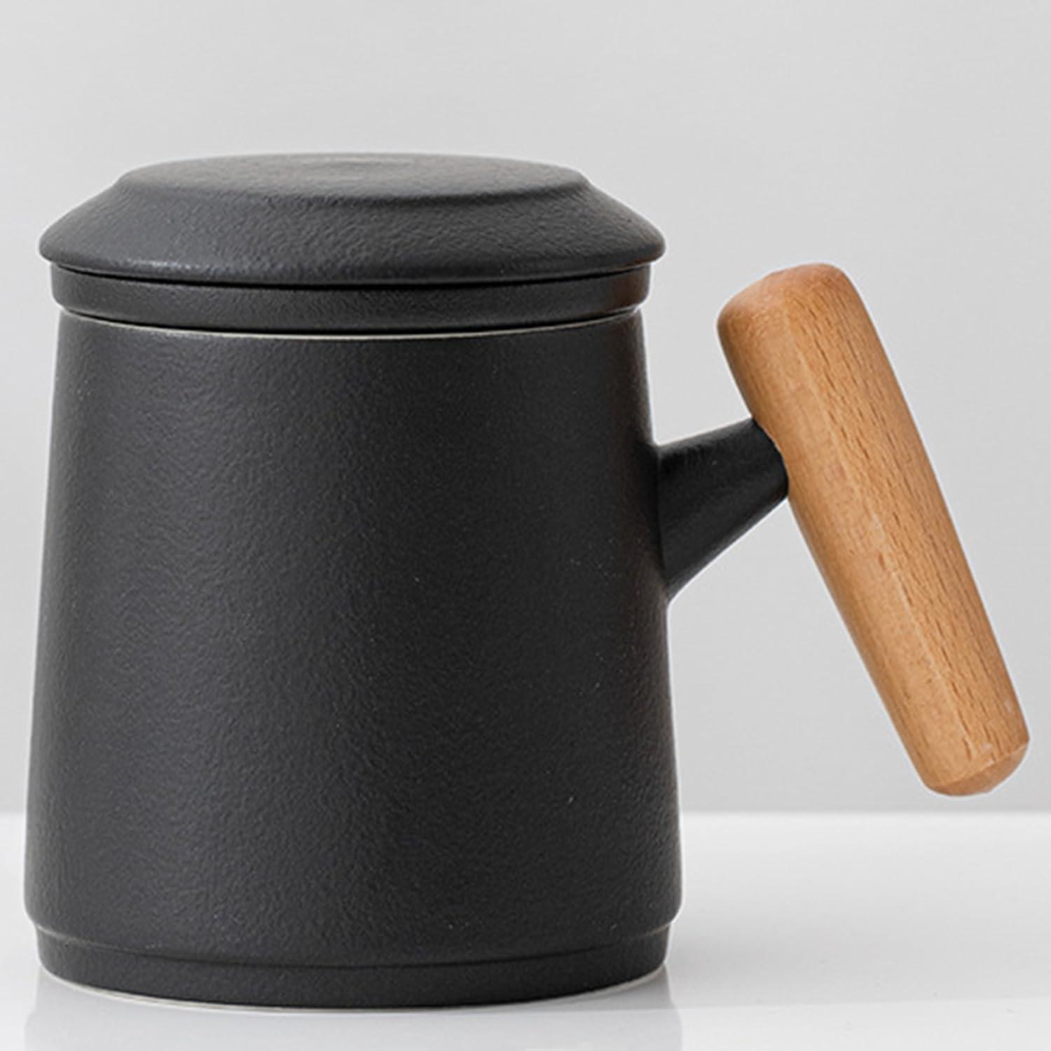 Tasse mit Deckel Keramik Teetasse 400ml Tee Kaffee Becher Henkel Cup