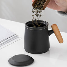 Disoza Teetasse Porzellan mit Deckel und Sieb 400ml Schwarz