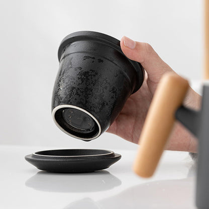 Tasse mit Deckel Porzellan Teetasse Sieb Keramik 400ml Tea Cup Set