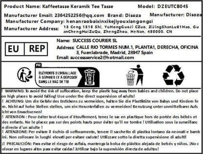 Disoza Tasse mit Deckel Porzellan Teetasse 400ml Geschenk Rot