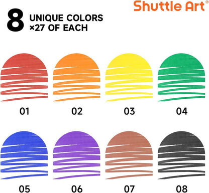 Shuttle Art Filzstifte Kinder auswaschbar 216 Stück 8 Farben