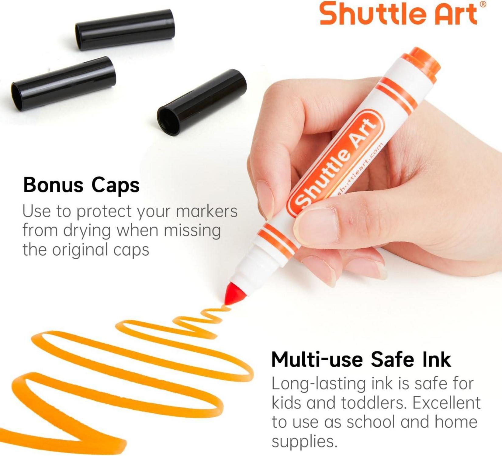 Shuttle Art 216 Stück Filzstifte Kinder auswaschbar, 8 Farben & zusätzliche Kappen