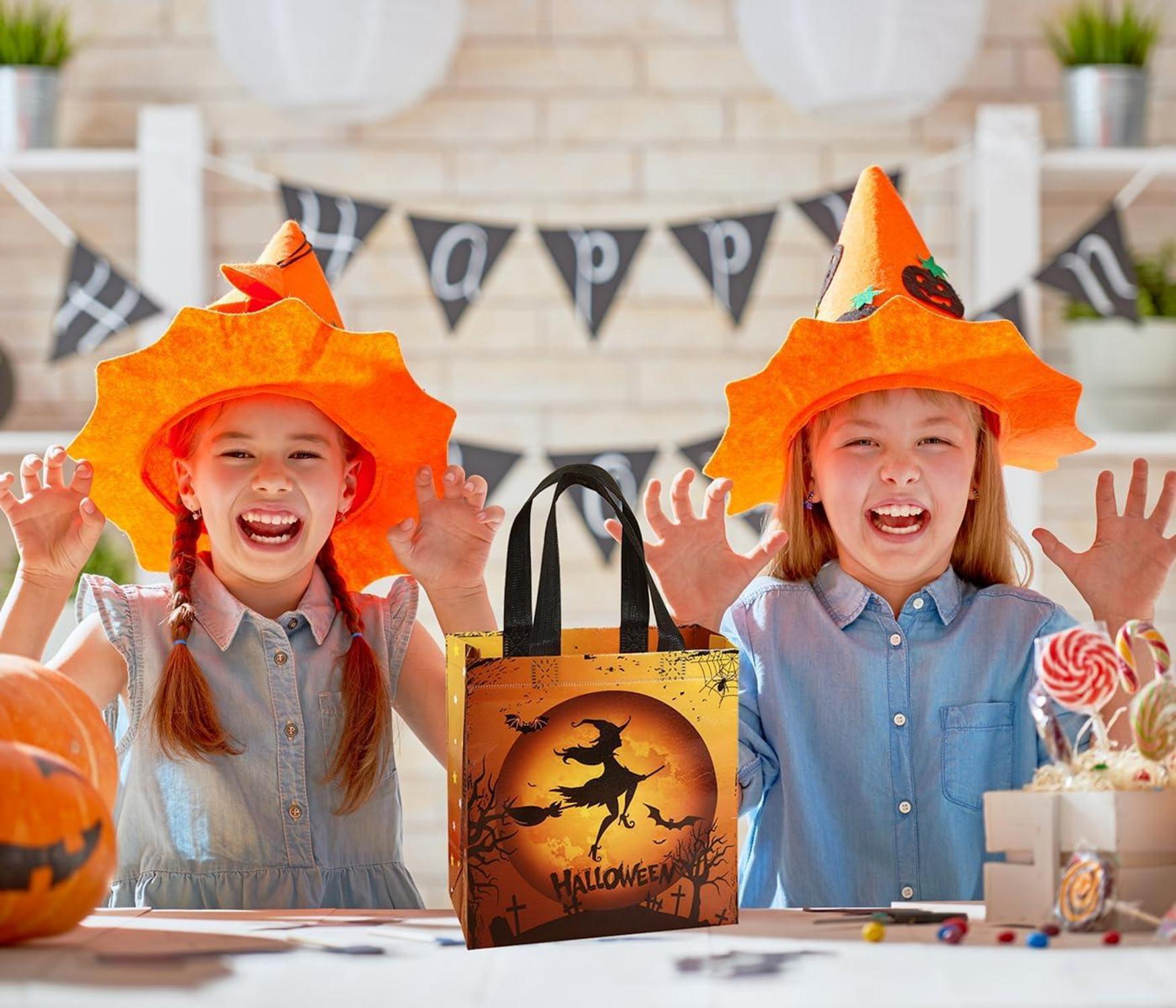 8Pcs Halloween Treat Bags Tote Bags for Gifts Wrapping & Party