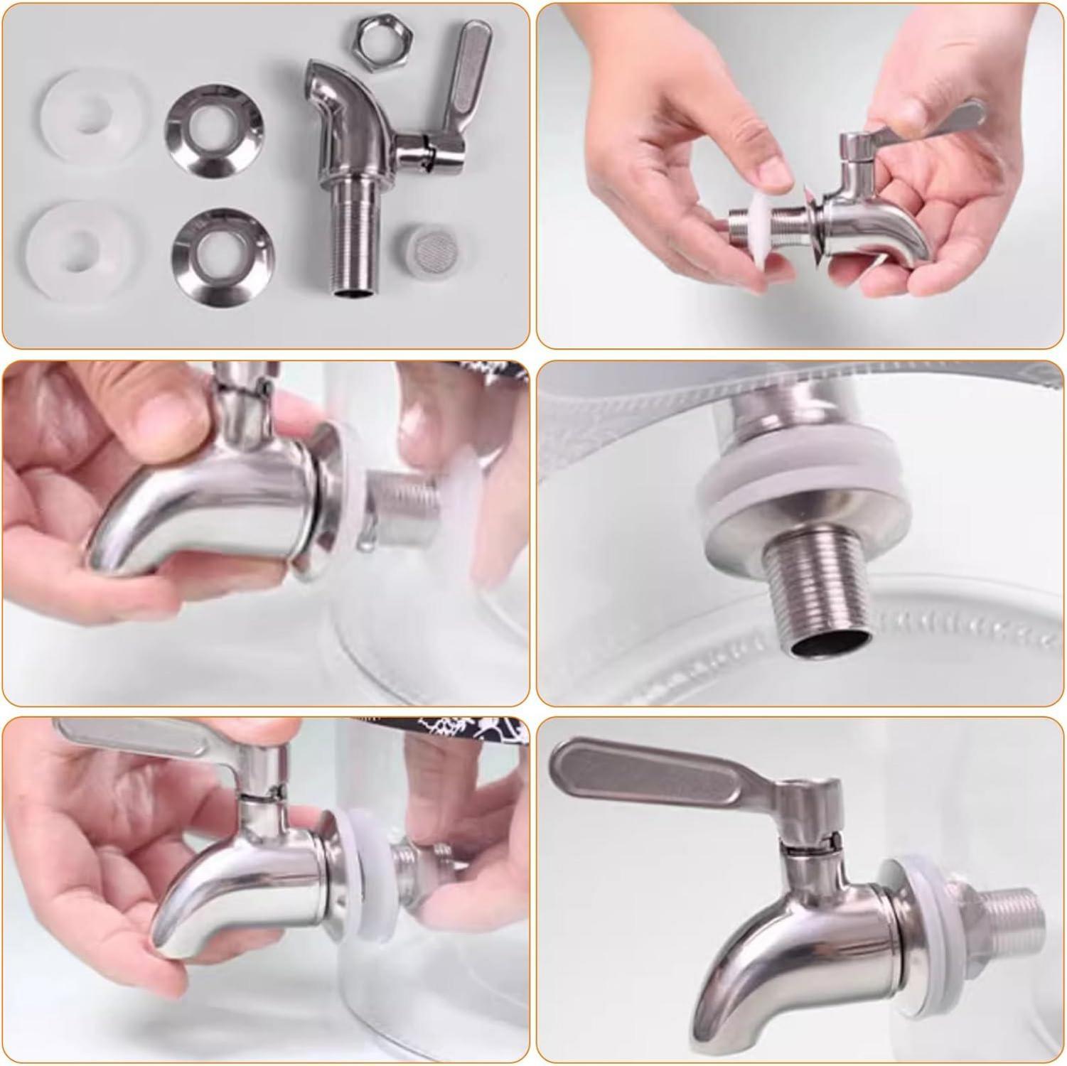 4L Glas Getränkespender mit Deckel und Bügeleisenhalter