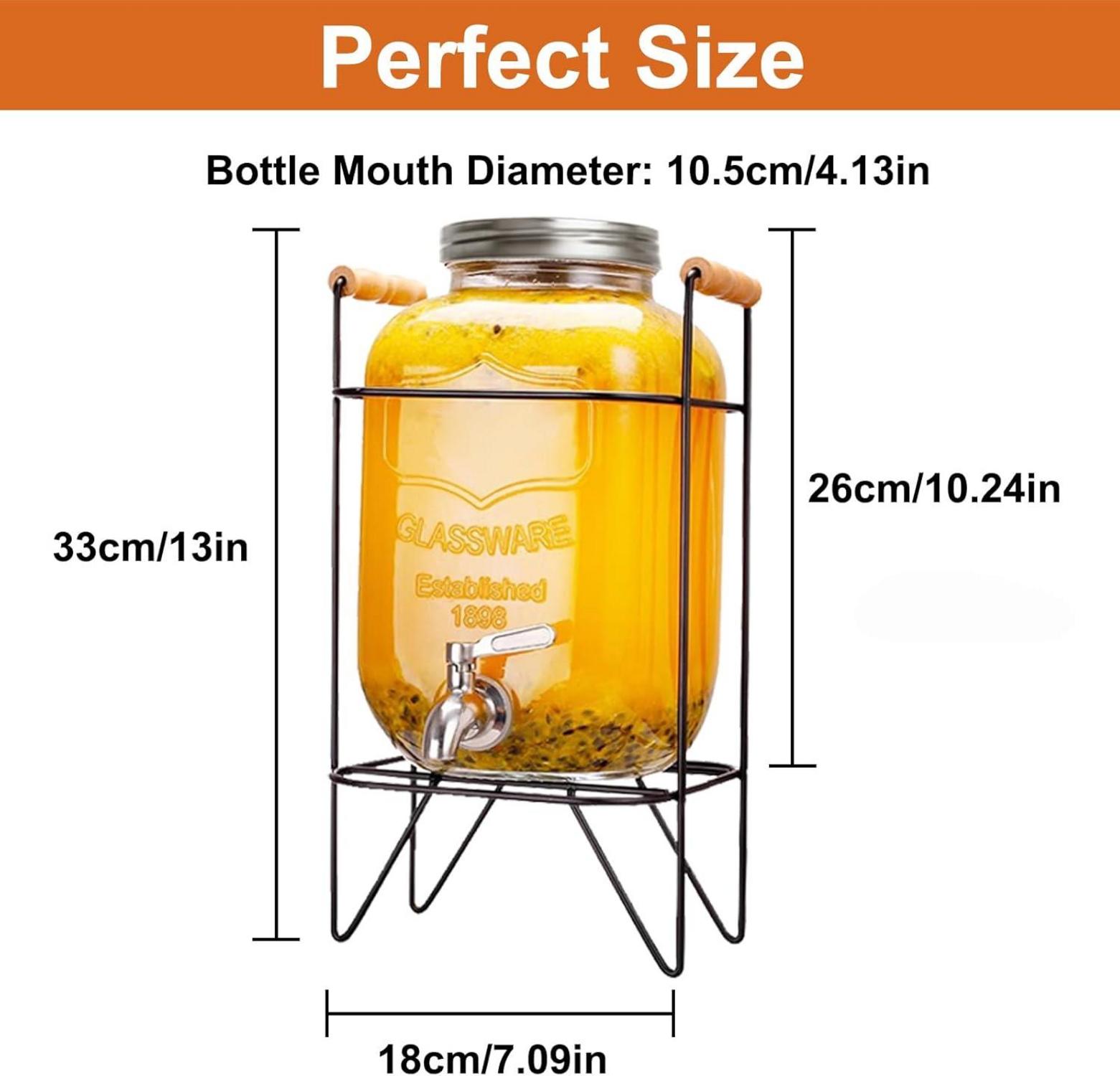 4L Glas Getränkespender mit Deckel für hausgemachte Getränke