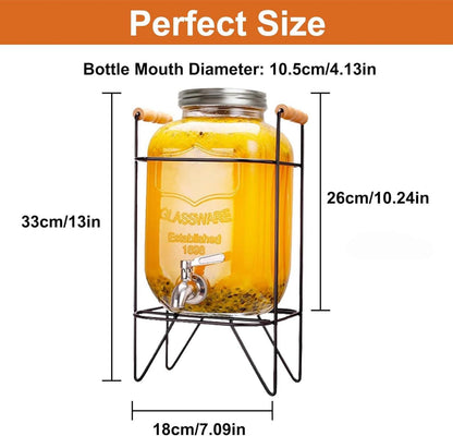 4L Glas Getränkespender mit Deckel für hausgemachte Getränke
