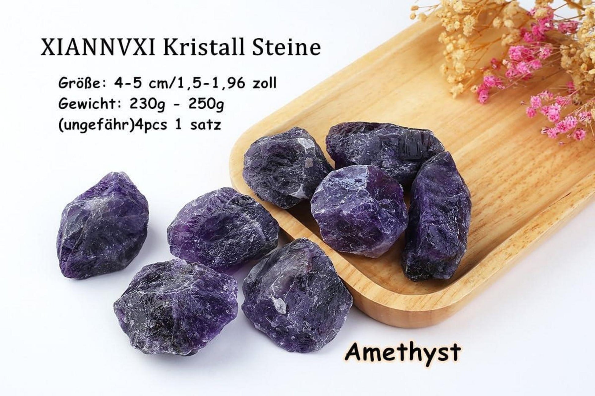 Großer Amethyst Stein Rohstein Naturkristalle 4 Stück 230-250g