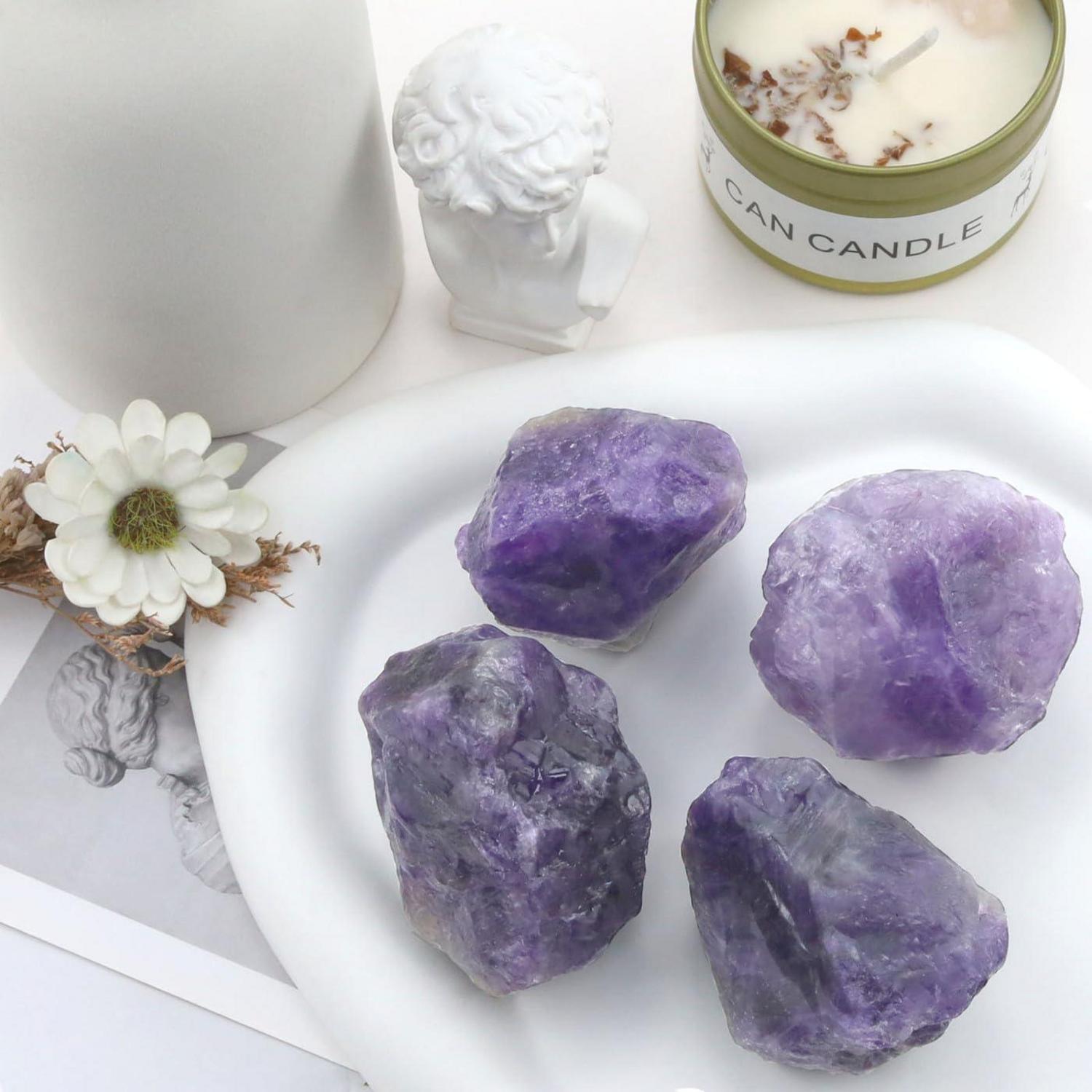 Amethyst Naturstein Rohsteine 100% Premium Kristalle 4 Stück