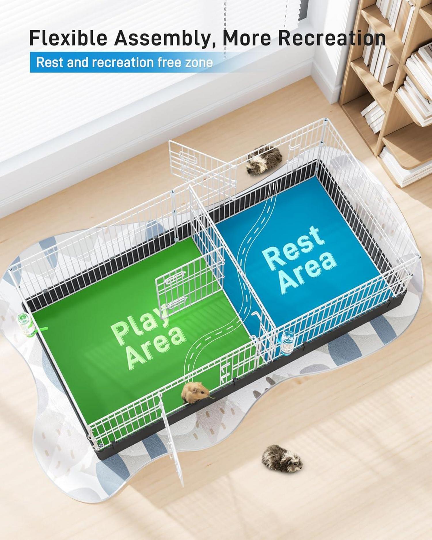 Freilaufgehege Kaninchen 142x69x50cm Metallgitter Außen ausziehbar