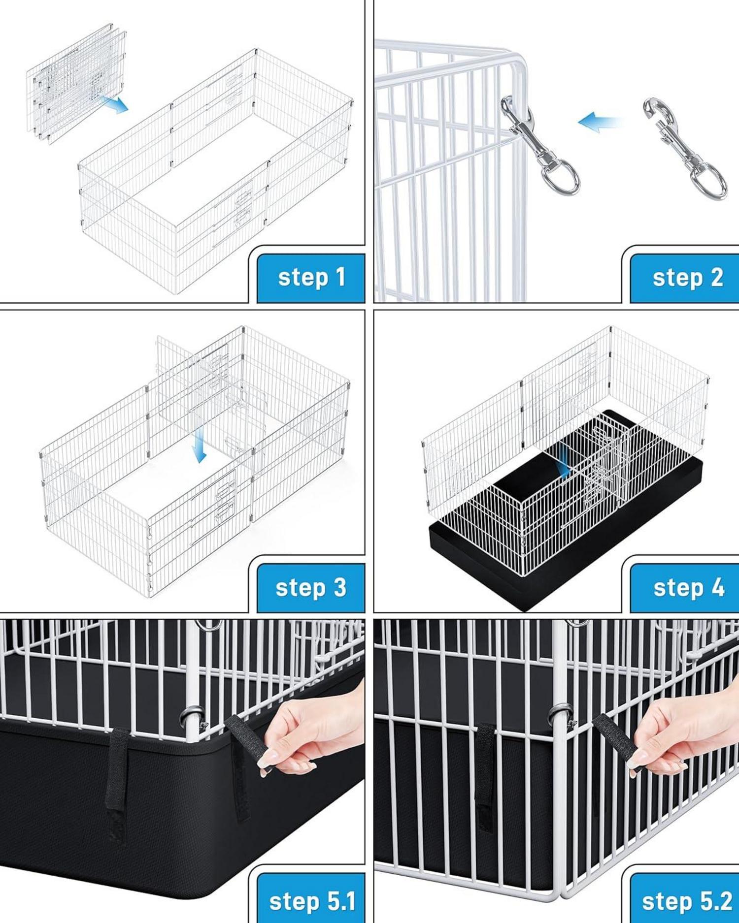 Freilaufgehege Kaninchen 142x69x50cm Metallgitter Außen ausziehbar