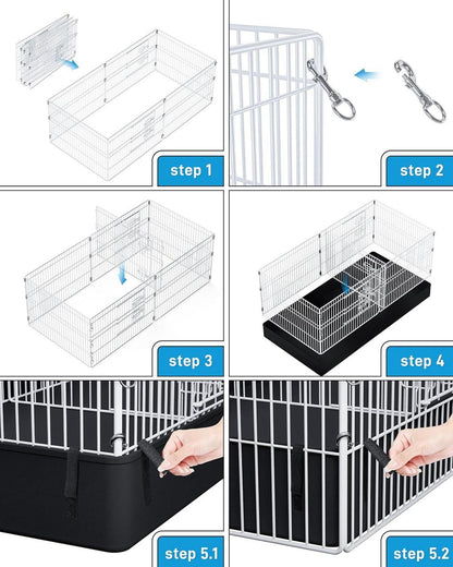 Freilaufgehege Kaninchen 142x69x50cm Metallgitter Außen ausziehbar
