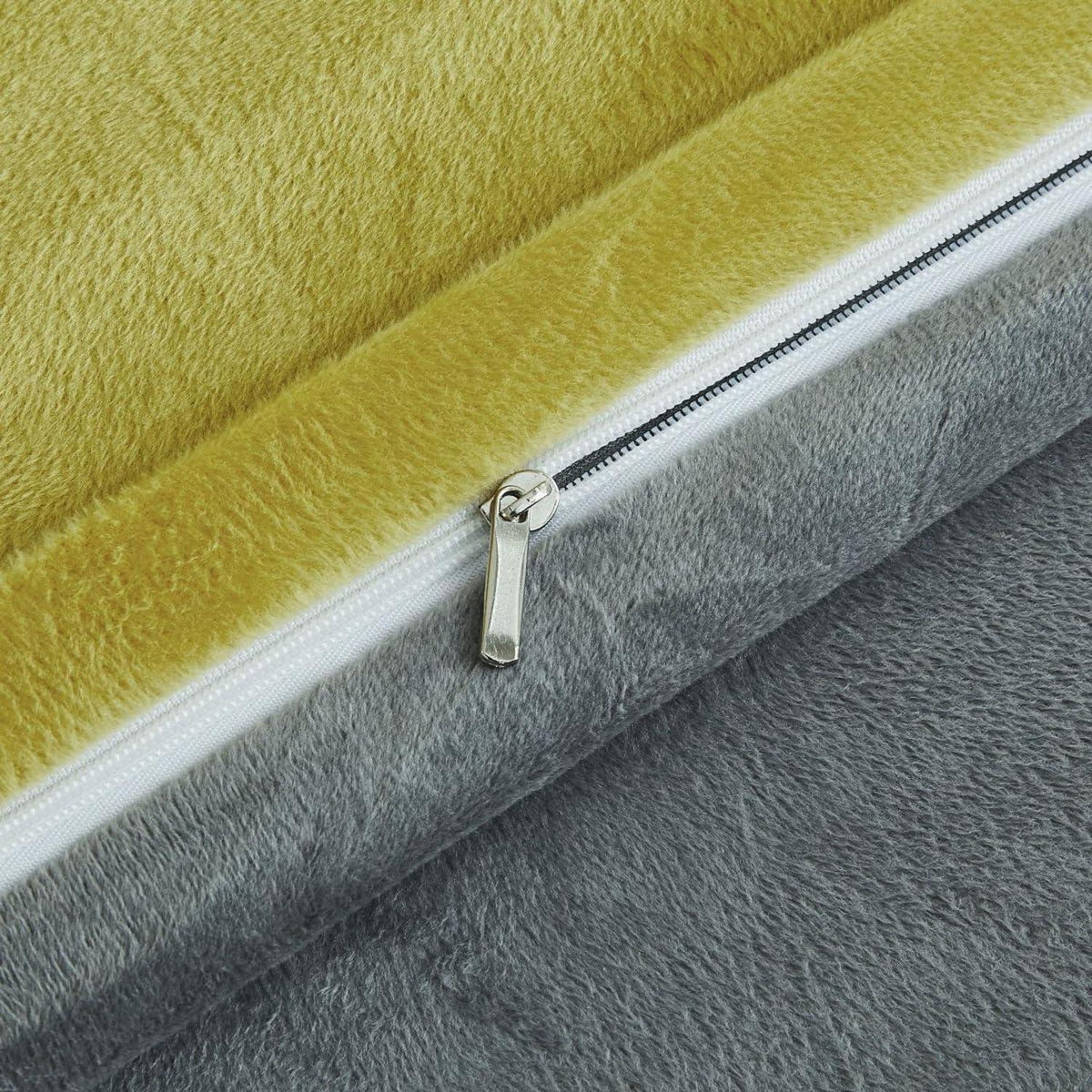 Flauschige Fleece Bettwäsche 135x200 - Gelb Grau 4-teilig