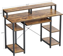 120cm Computertisch mit Regalen, Monitorständer, Tastaturablage