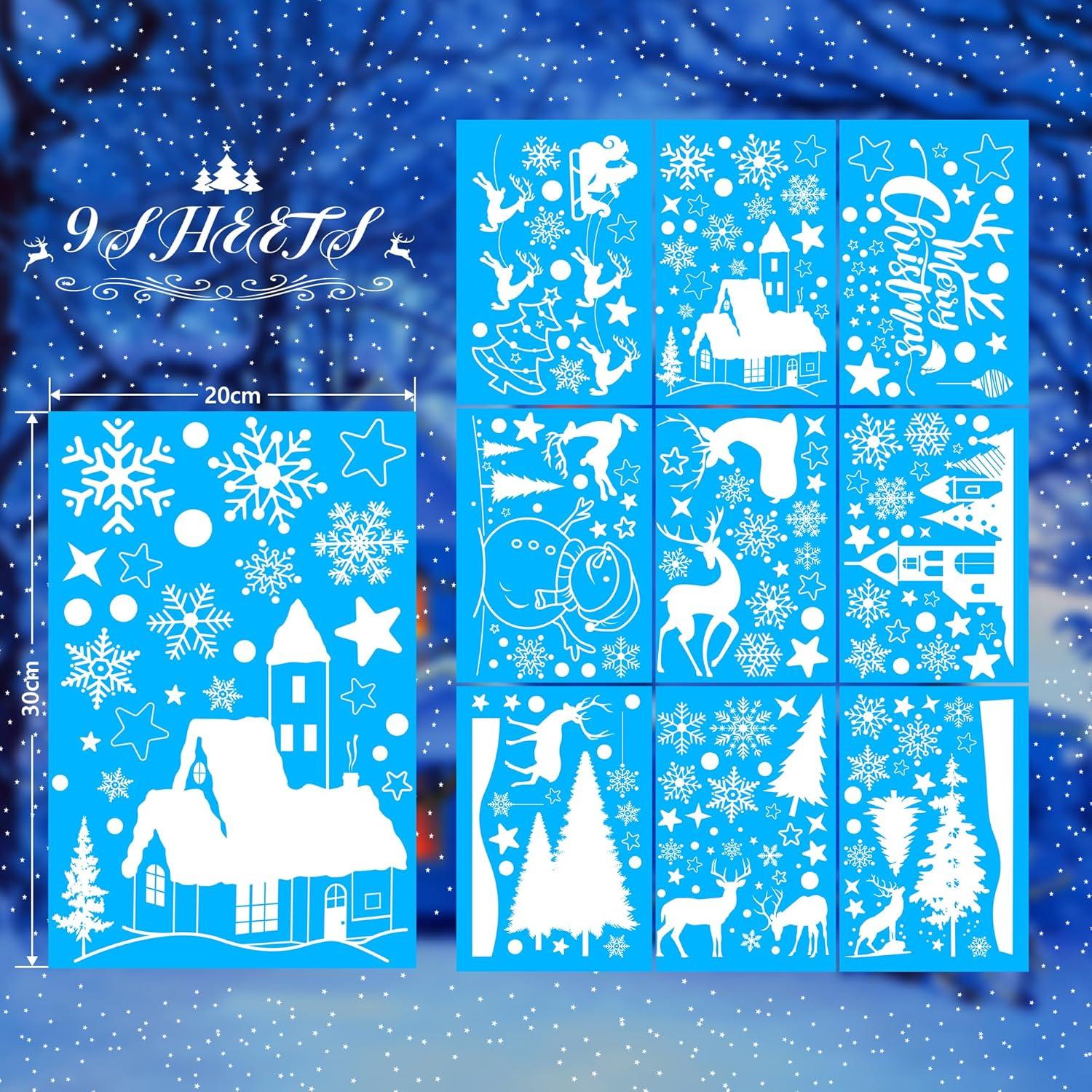 Fensterbilder Weihnachten Selbstklebend Weiß Schneeflocken