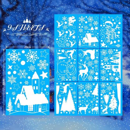 Fensterbilder Weihnachten Selbstklebend Weiß Schneeflocken