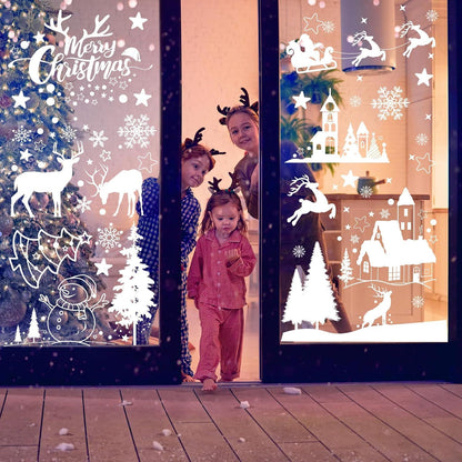 Moxled Weihnachts Fensterbilder Selbstklebend Weiß 148 Statisch Haftende PVC Aufkleber