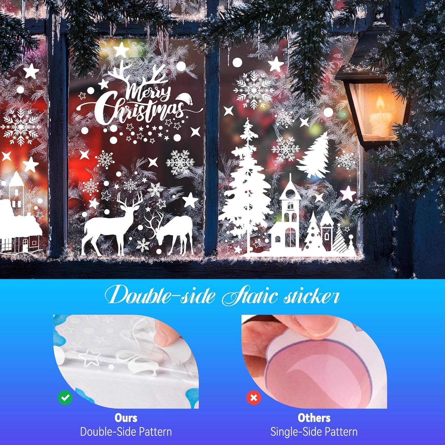 Fensterbilder Weihnachten Selbstklebend 148 Weiß PVC Aufkleber Tür