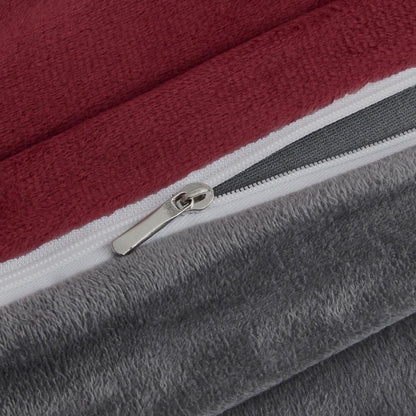 Kuschelige Coral Fleece Bettwäsche Set 135x200cm Rot/Weinrot/Grau