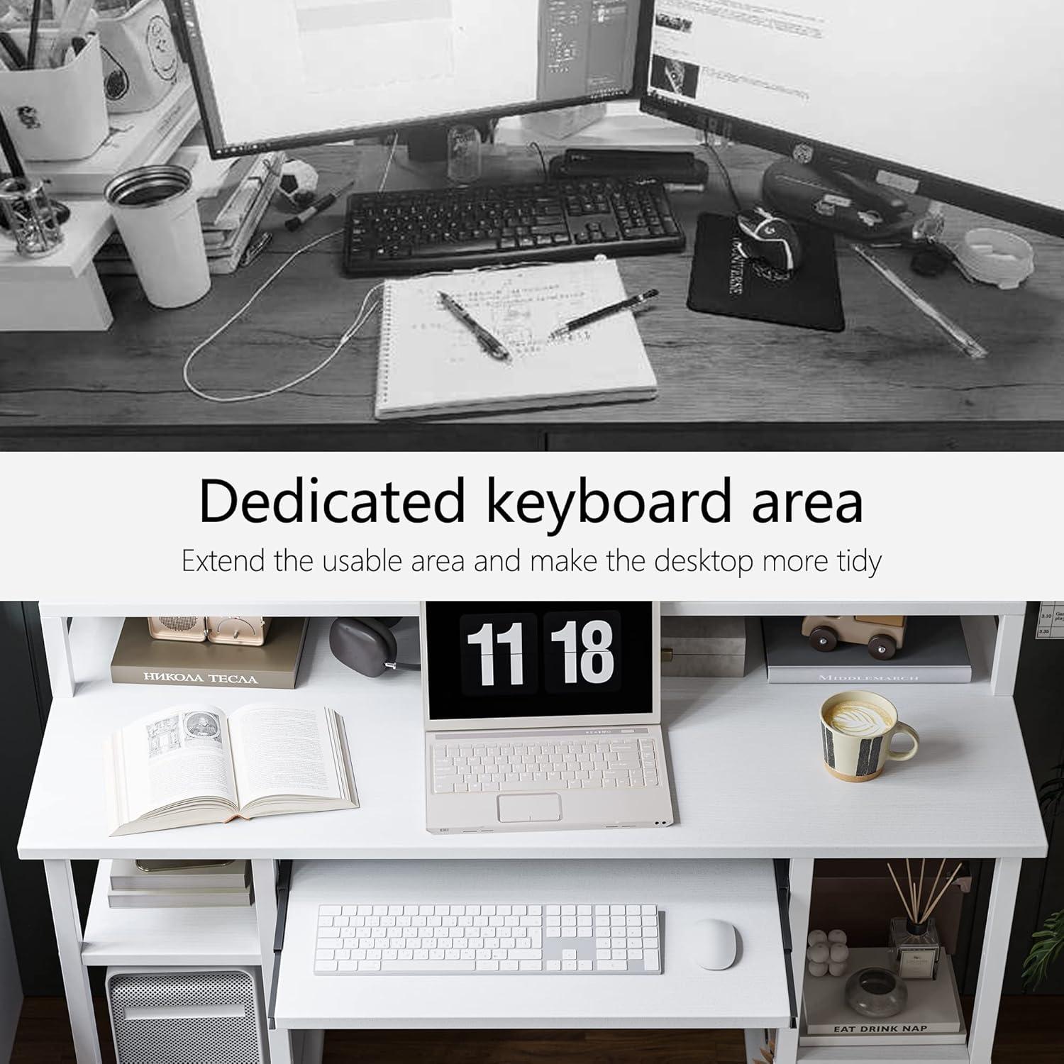 CubiCubi Computertisch 120cm mit Regalen Monitorständer