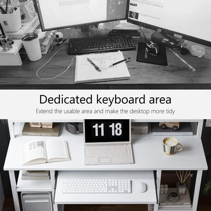 CubiCubi Computertisch 120cm mit Regalen Monitorständer