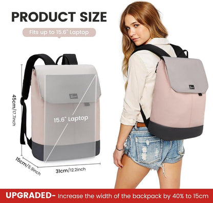 Rucksack Damen Groß 15,6 Zoll Laptopfach Wasserdicht Rosa