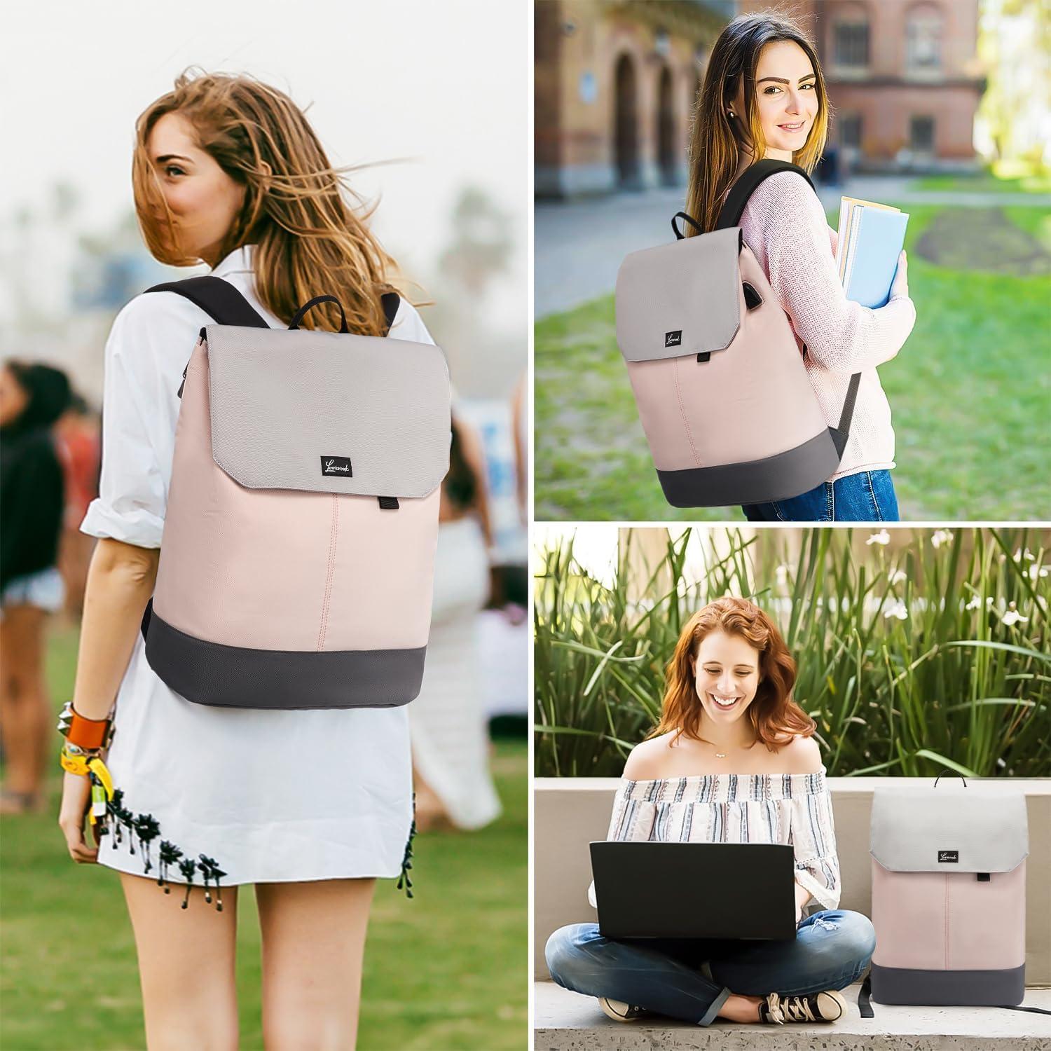 Großer Damen Laptop Rucksack Rosa 15,6 Zoll wasserdicht Uni Reise Büro