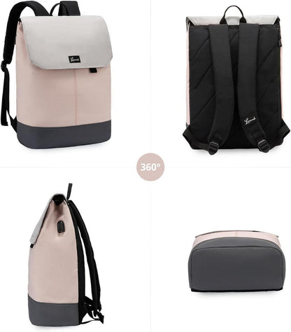 Damen Rucksack Rosa 15,6 Zoll Laptopfach Wasserdicht Cityrucksack