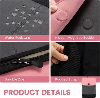 LOVEVOOK Rucksack Damen 15,6 Zoll Laptopfach Wasserdicht Hellrosa