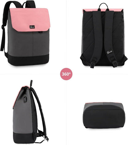 LOVEVOOK Damen Rucksack Teenager 15,6 Zoll Laptopfach Wasserdicht Hellrosa
