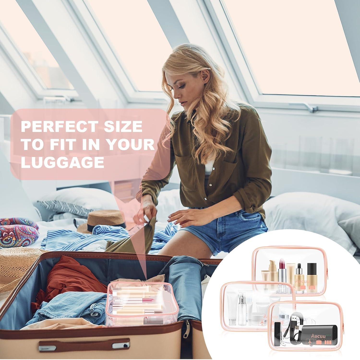Aucuu Transparente Kulturtasche 2er Set PVC Make-up-Taschen