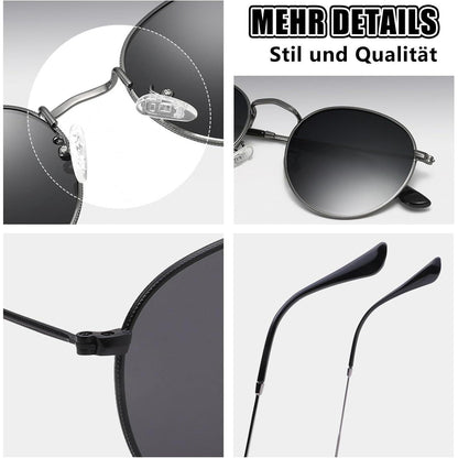 Retro Sonnenbrille polarisiert Herren Damen Rund UV400