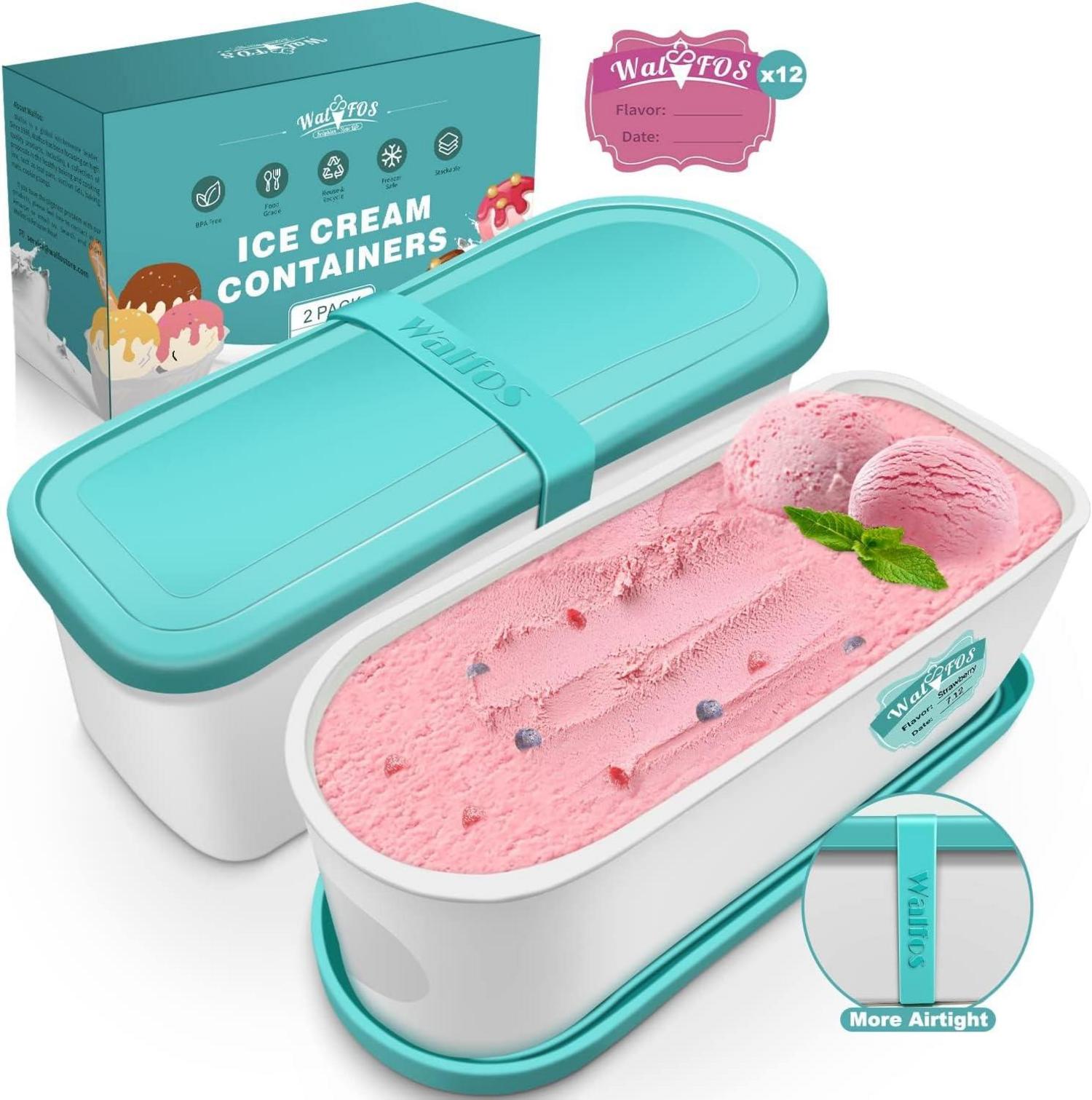 Eisbehälter für Speiseeis 1.5L mit Silikon-Deckel, stapelbar, 2er-Set