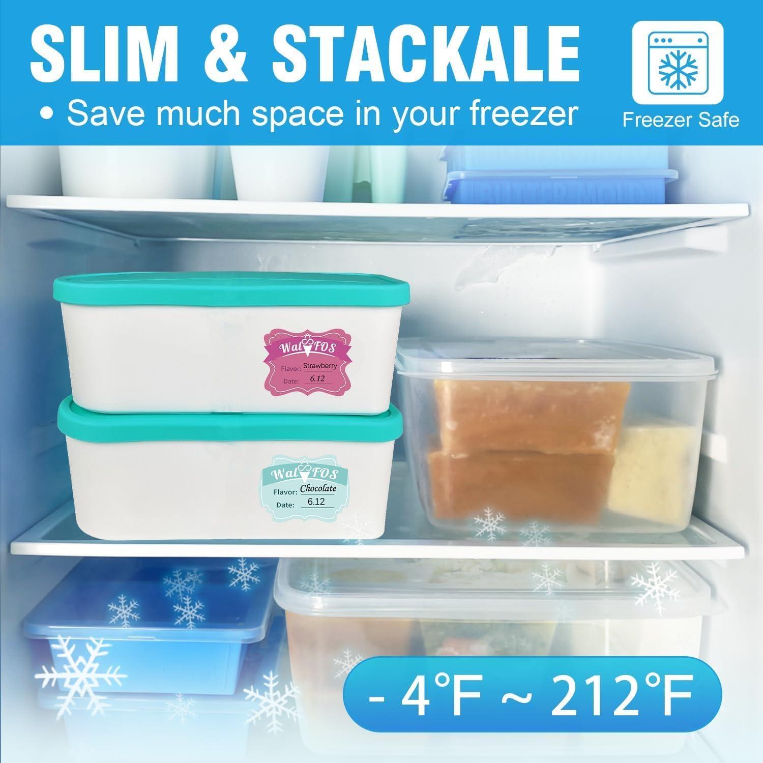 Eisbehälter für Speiseeis 1.5L mit Silikon-Deckel, stapelbar, 2er-Set