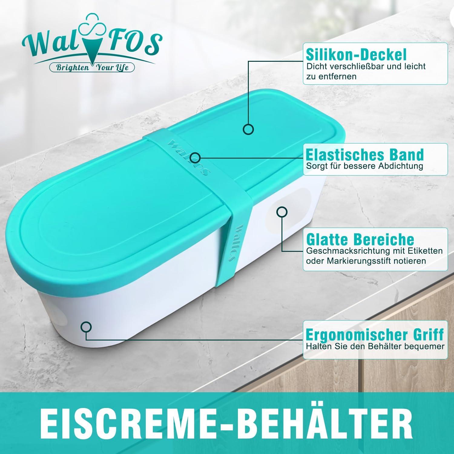 Walfos Eisbehälter 1.5L Silikon-Deckel stapelbare Aufbewahrungsbehälter 2er-Set