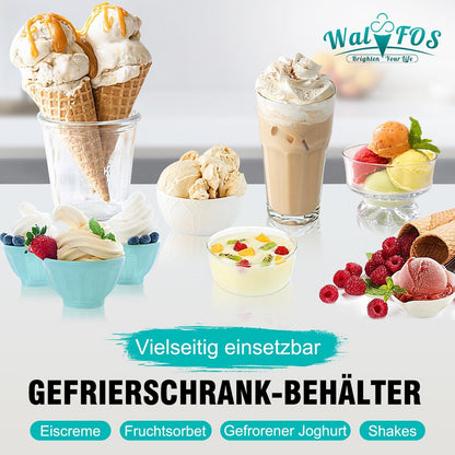 Eisbehälter 1.5L Silikon-Deckel stapelbar Gefrierschrank Joghurt 2er-Set