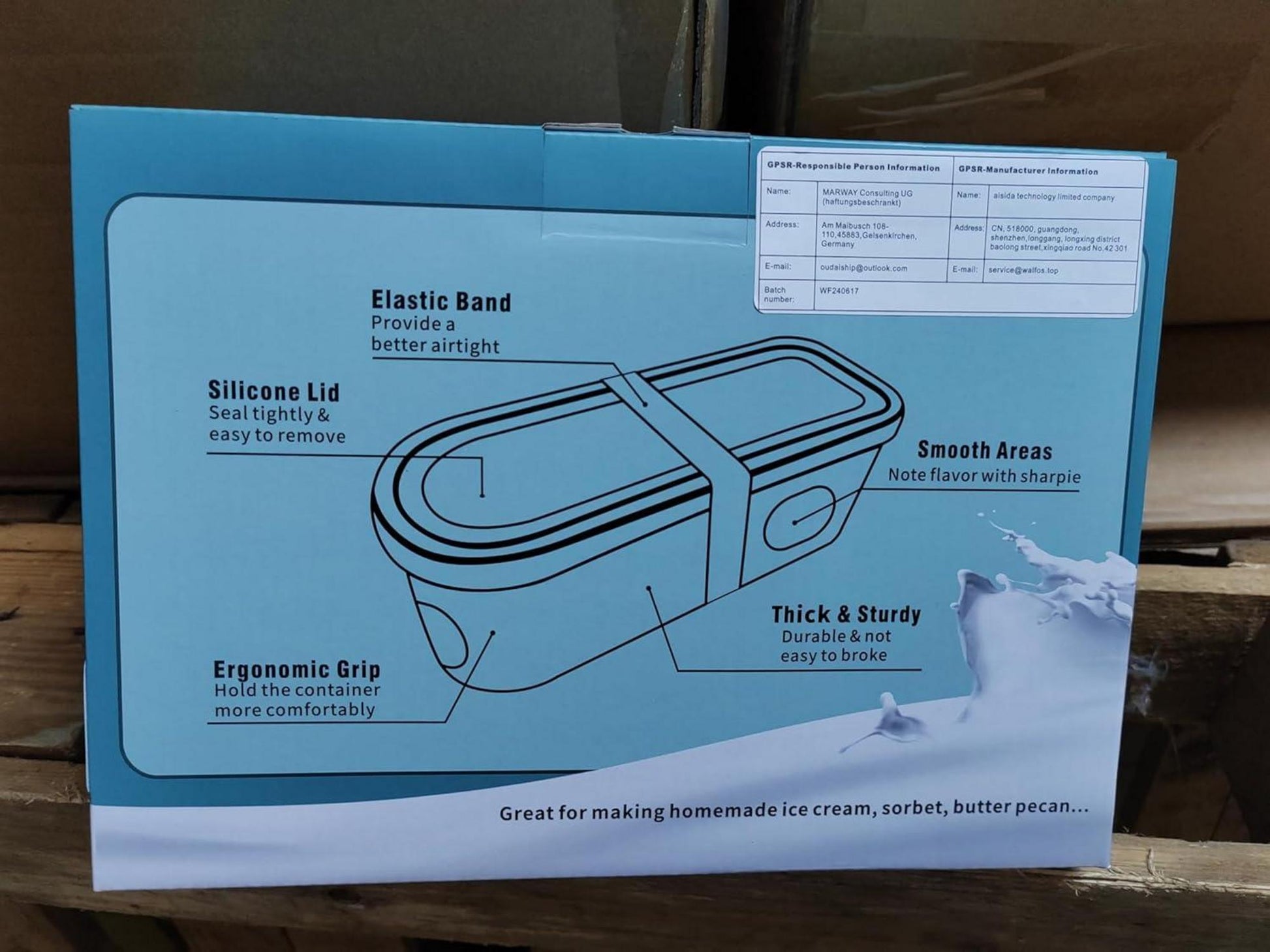 Walfos Eisbehälter 1.5L Silikon-Deckel stapelbare Aufbewahrungsbehälter 2er-Set
