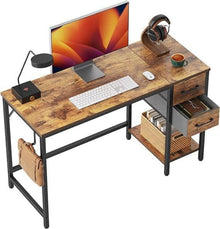 Computertisch mit Schubladen 100 cm, Klein, Modern, Braun