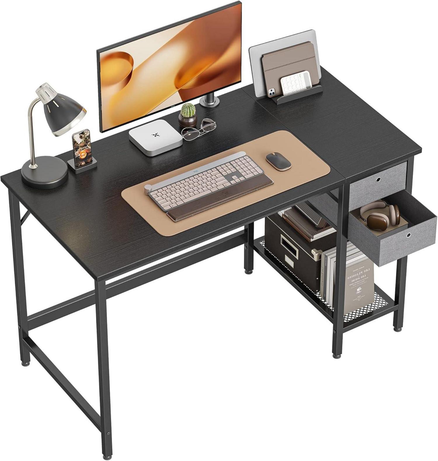 Cubiker Computertisch mit Schubladen, 100 cm Schwarz